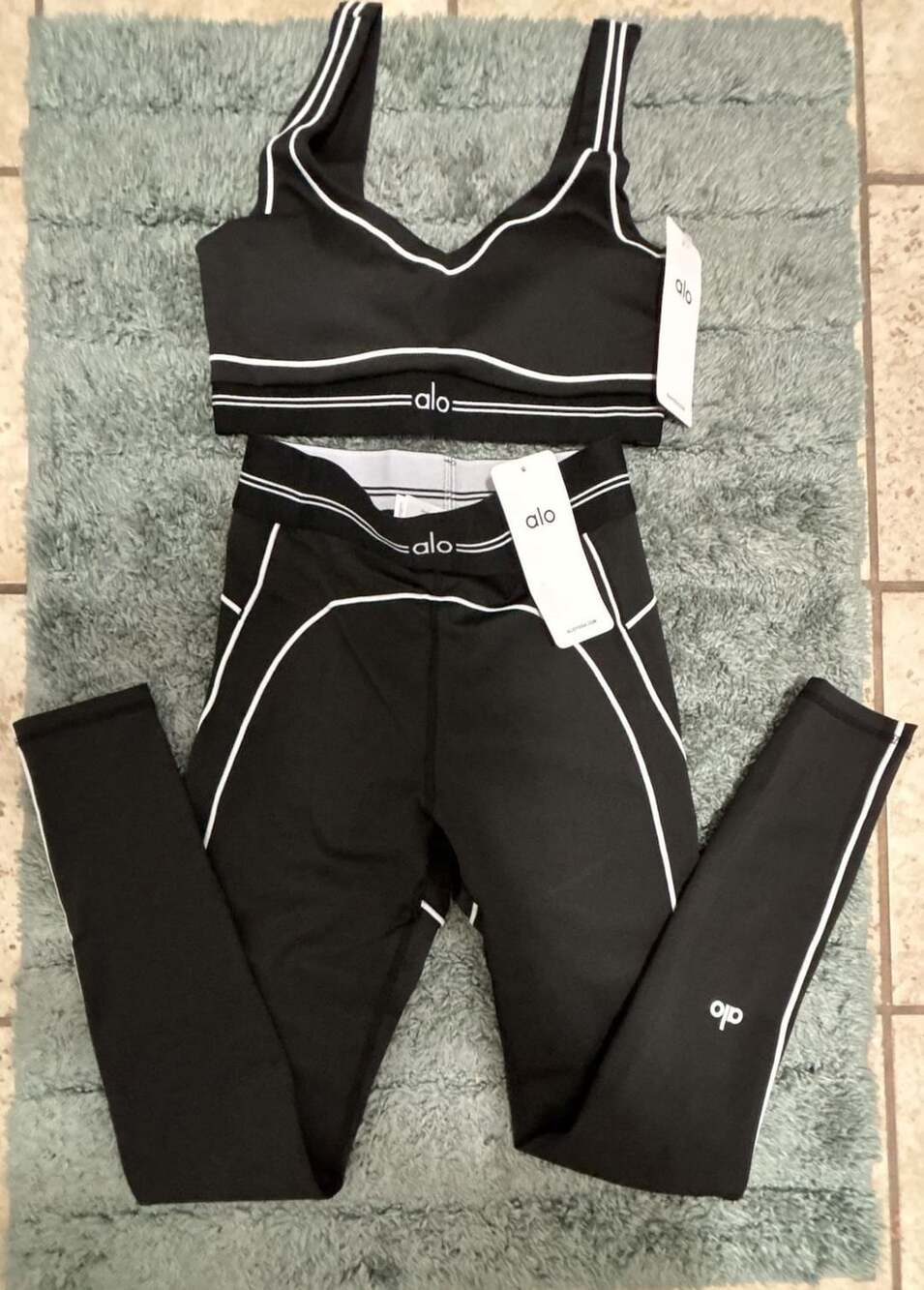 Alo Yoga Airbrush Heart Throb Bra and High-Waist Leggings Matching Set